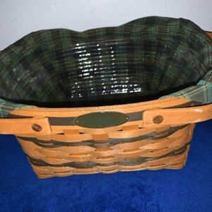 Woven Basket with Green Plaid Lining